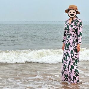 Diane Von Furstenberg Pink Green Maxi Dress